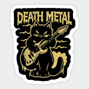 Death Metal Satanic Baphomet Cat playing guitar Sticker